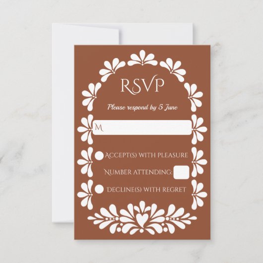 Talavera terracotta boho arch Mexikanische Hochzei RSVP Karte (Vorderseite)