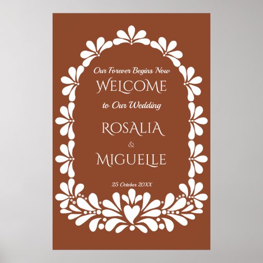 Talavera terracotta boho mexikanische Hochzeitsemp Poster (Vorne)
