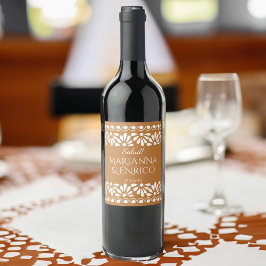 Talavera terracotta Mexican fiesta mit Monogramm Weinetikett