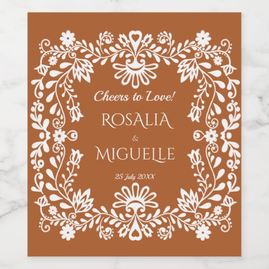 Talavera terracotta Mexikanische Gastgeschenke Hoc Weinetikett (Einzelnes Label)