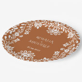 Talavera terracotta Mexikanische Hochzeit mit Mono Pappteller (Schrägansicht)