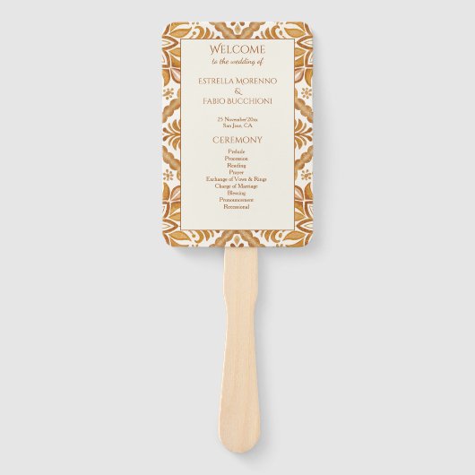 Talavera terracotta Mexikanisches Hochzeitsprogram Fächer (Vorderseite)