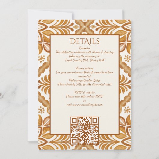 Talavera terracotta Vintag mexikanische Hochzeit Einladung (Rückseite)