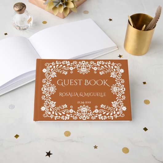 Talavera terracotta vintage Mexican wedding Gästebuch (Vorderseite Offen)