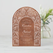 Talavera Terrakotta Fiesta QR-Code Hochzeit Einladung (Stehend Vorderseite)
