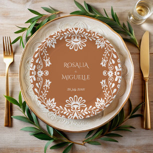 Talavera-Terrakotta mexikanische Hochzeit monogram Pappteller