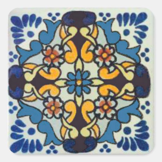 Talavera Tile 1 Quadratischer Aufkleber (Vorderseite)