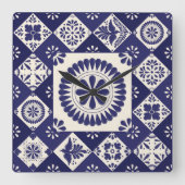 Talavera Tile Dos Quadratische Wanduhr (Vorderseite)