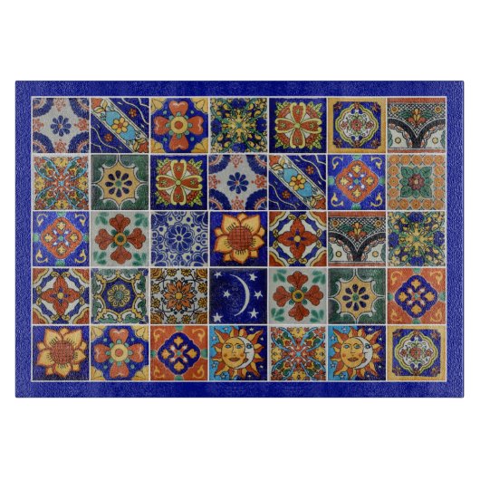 Talavera Tile Image Southwest Style Glass Schneidebrett (Vorderseite)