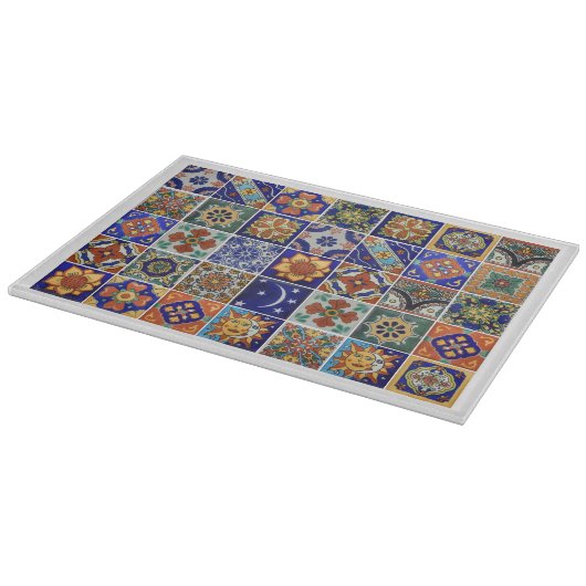 Talavera Tile Image Southwest Style Glass Schneidebrett (Ecke)