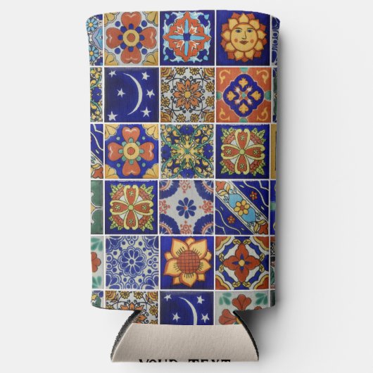 Talavera Tile Personalisieren Text im Südweststil Selters Dosenkühler (Vorderseite)
