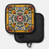 Talavera Tile Seis Topflappen (Vorderseite/Rückseite)