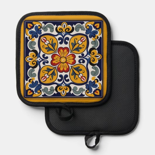 Talavera Tile Siete Topflappen (Vorderseite/Rückseite)