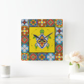 Talavera Tiles IMAGES Clock Quadratische Wanduhr (Zuhause)