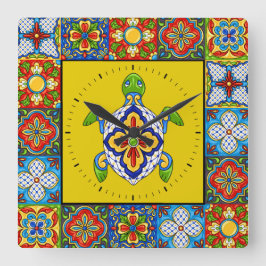 Talavera Tiles IMAGES Clock Quadratische Wanduhr