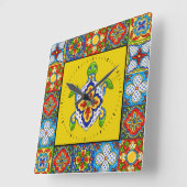 Talavera Tiles IMAGES Clock Quadratische Wanduhr (Winkel)