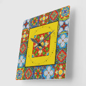 Talavera Tiles IMAGES Clock Quadratische Wanduhr (Winkel)