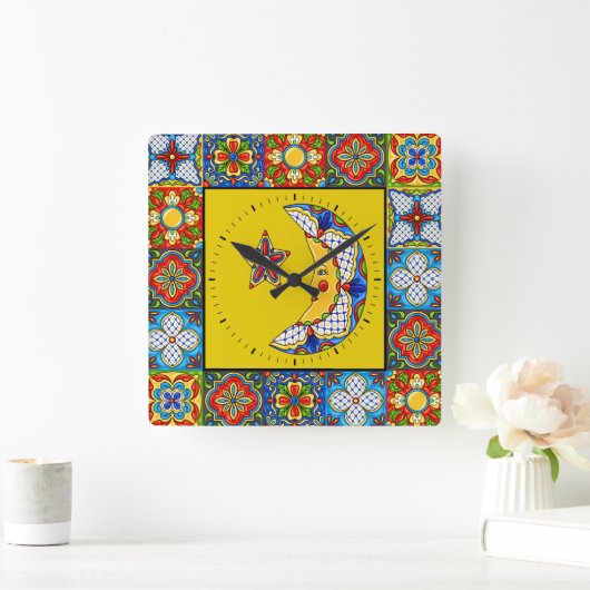 Talavera Tiles IMAGES Clock Quadratische Wanduhr (Zuhause)