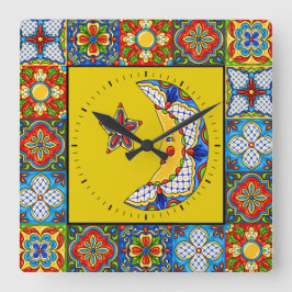 Talavera Tiles IMAGES Clock Quadratische Wanduhr