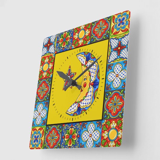 Talavera Tiles IMAGES Clock Quadratische Wanduhr (Winkel)