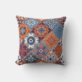 Talavera Tles Orange Sky Navy Blue Burgundy Red Kissen