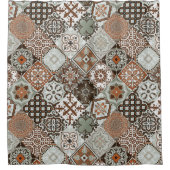 Talavera Tles Sage Grün Orange Braun Duschvorhang (Vorderseite)