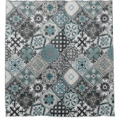 Talavera Tles Turquoise Grey Mint Teal Duschvorhang (Vorderseite)