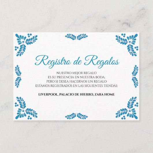 Talavera Turquoise Minimalist Spanish Wedding Begleitkarte (Vorderseite)