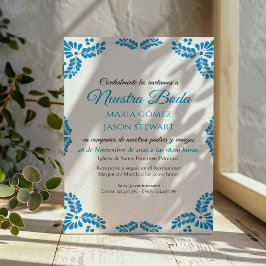 Talavera Turquoise Minimalist Spanish Wedding Einladung
