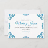 Talavera Turquoise Minimalist Spanish Wedding Save The Date (Vorderseite)