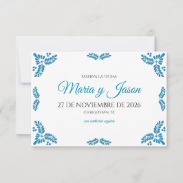 Talavera Turquoise Minimalist Spanish Wedding Save The Date