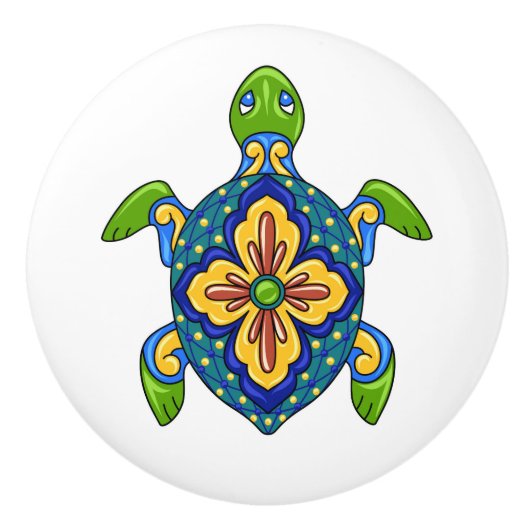 Talavera Turtle Keramik Drawer Knob Keramikknauf (Vorderseite)