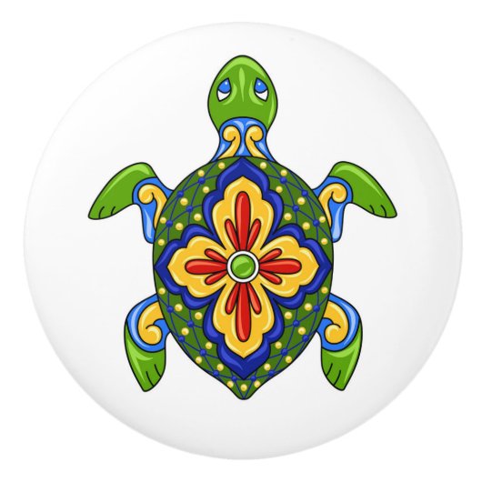 Talavera Turtle Keramik Drawer Knob Keramikknauf (Vorderseite)