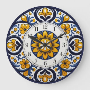 Talavera-Uhr mit Zahlen Große Wanduhr