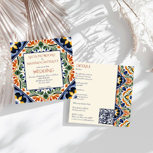 Talavera vintage-mexikanische Hochzeit alles in ei Einladung