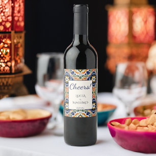 Talavera Vintage-Mexikanische Hochzeit bedruckt Weinetikett