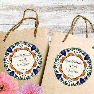 Talavera-Vintage-Mexikanische-Hochzeit-Dankeschön- Runder Aufkleber