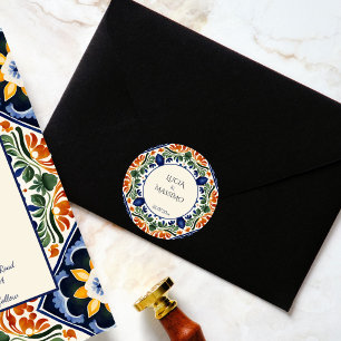 Talavera Vintage-Mexikanische Hochzeitsmonogramm g Runder Aufkleber
