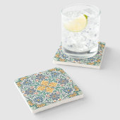 Talavera Vintage mexikanische Volkskunst aquamarin Steinuntersetzer (Seitenansicht)