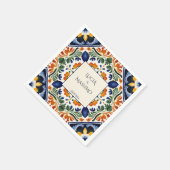 Talavera Vintages mexikanisches Hochzeitsmonogramm Serviette (Ecke)