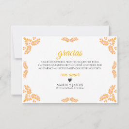 Talavera Yellow Floral Minimalist Spanish Wedding Dankeskarte