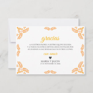 Talavera Yellow Floral Minimalist Spanish Wedding Dankeskarte