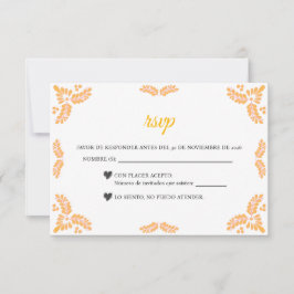Talavera Yellow Floral Minimalist Spanish Wedding RSVP Karte