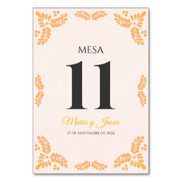 Talavera Yellow Floral Minimalist Spanish Wedding Tischnummer