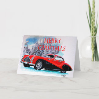 Talbot-Lago T26 GS Coupé WEIHNACHTSkarte 1951 Feiertagskarte