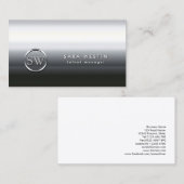 Talent Manager Chrome Bold Monogram Business Card Visitenkarte (Vorne/Hinten)