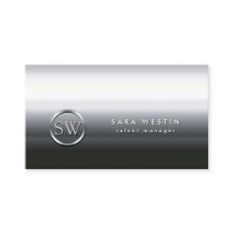 Talent Manager Chrome Bold Monogram Business Card