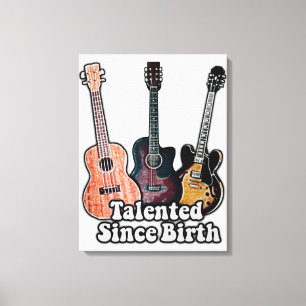 Talent seit Geburt. Vintage bunt Gitarre Leinwanddruck