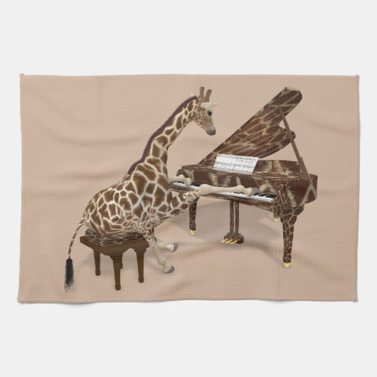 Talented Giraffe Plays Grand Piano Küchentuch (Horizontal)