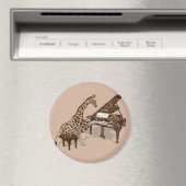 Talented Giraffe Plays Grand Piano Magnet (In Situ (Geschirrspüler))